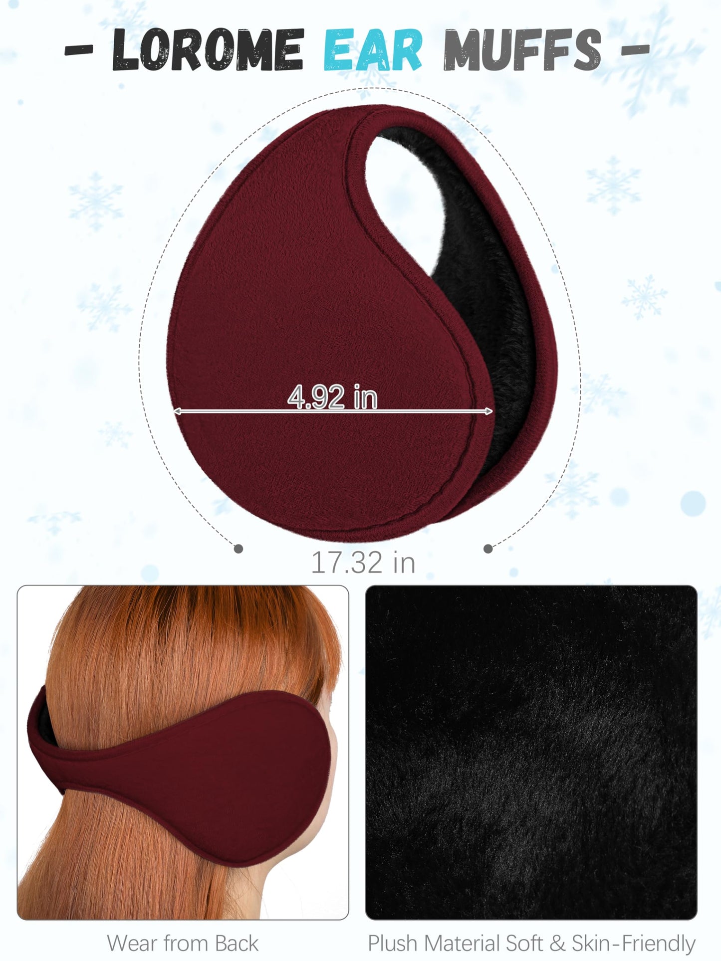 Winter Hat Scarf Gloves and Ear Warmer, Warm Knit Beanie Hat Touch Screen Gloves Set Winter Gifts Neck Scarves for Women Wine Red