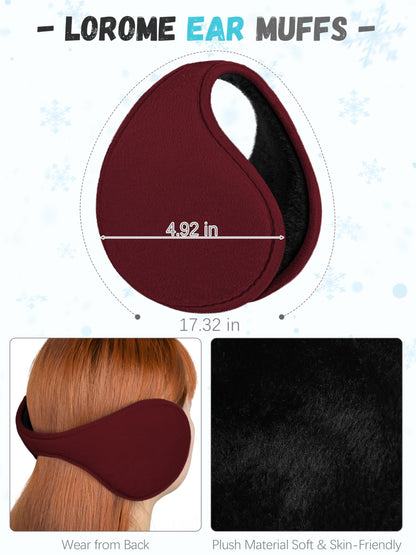 Winter Hat Scarf Gloves and Ear Warmer, Warm Knit Beanie Hat Touch Screen Gloves Set Winter Gifts Neck Scarves for Women Wine Red