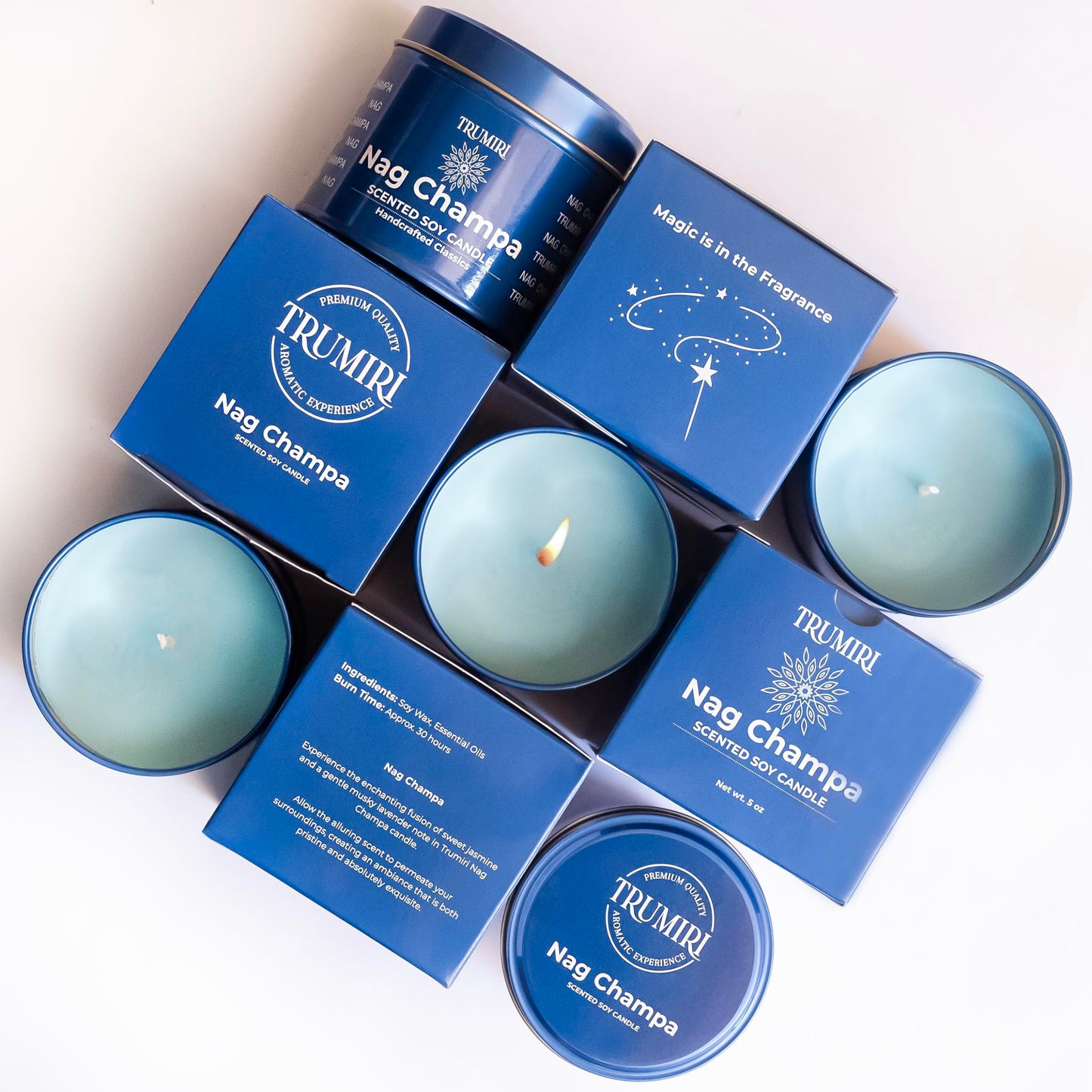 Nag Champa Candle for Home Scented - 5oz Natural Soy Clean Organic Non Toxic - for Aromatherapy Meditation Spiritual Gifts Bathroom Kitchen - Long Lasting Heavily Scented - Velas Aromáticas