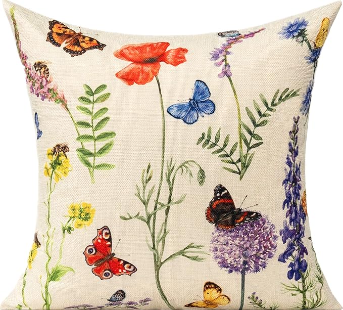 All Smiles Outdoor Patio Throw Pillow Covers 20x20 Set of 4 Spring Summer