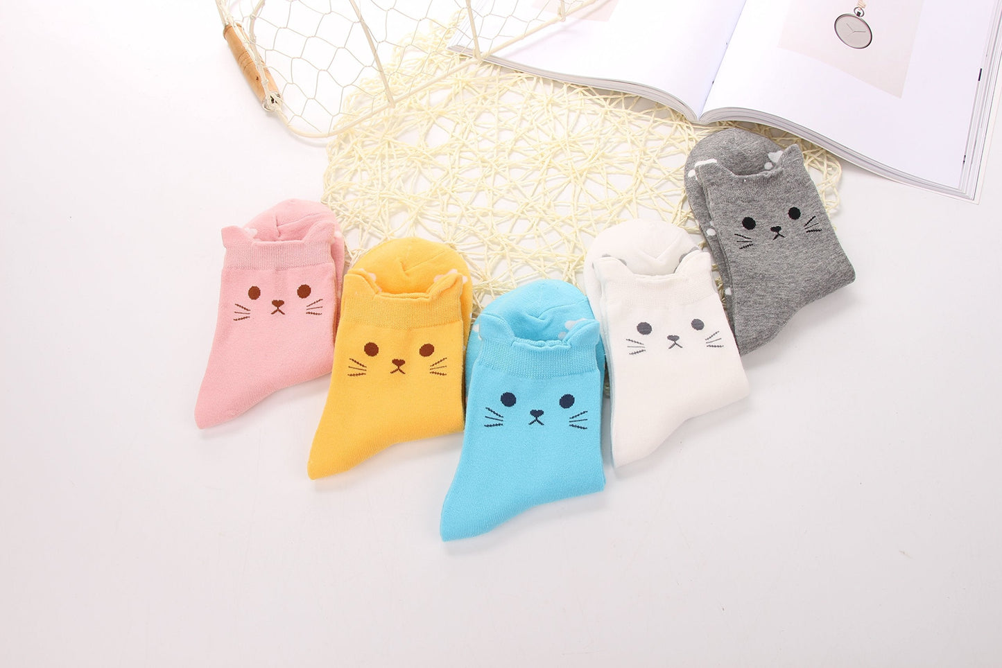Jeasona Women's Cute Socks Cat Gifts for Women Fun Animals Funny Funky Cotton