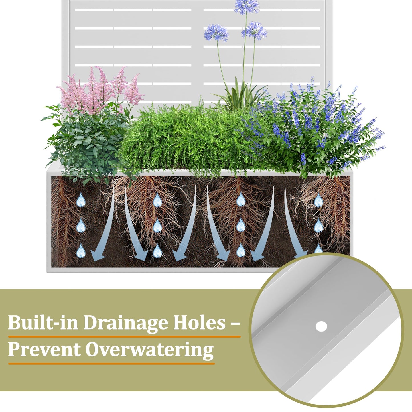 Metal Planter Box with Trellis, Heavy-Duty Raised Garden Bed for Climbing Plants, Drainage Hole, Outdoor Planter Box with Privacy Screen，35''L×16''W×71''H