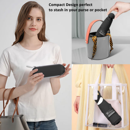 BAODINI Mini Travel Umbrella With Case Small Compact UV Umbrella Protection Sun Lightweight Tiny Pocket Umbrella