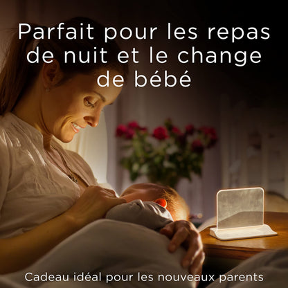 Integral Touch Glow LED Night Lamp with Touch Dimming Control, Bedroom Night Light for Baby, Toddler, Kids, Nursery, Bedside, White Base