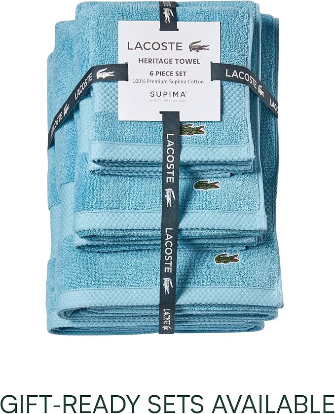 Lacoste Heritage 100% Supima Cotton Hand Towel, Premium Super Soft Bath Towel