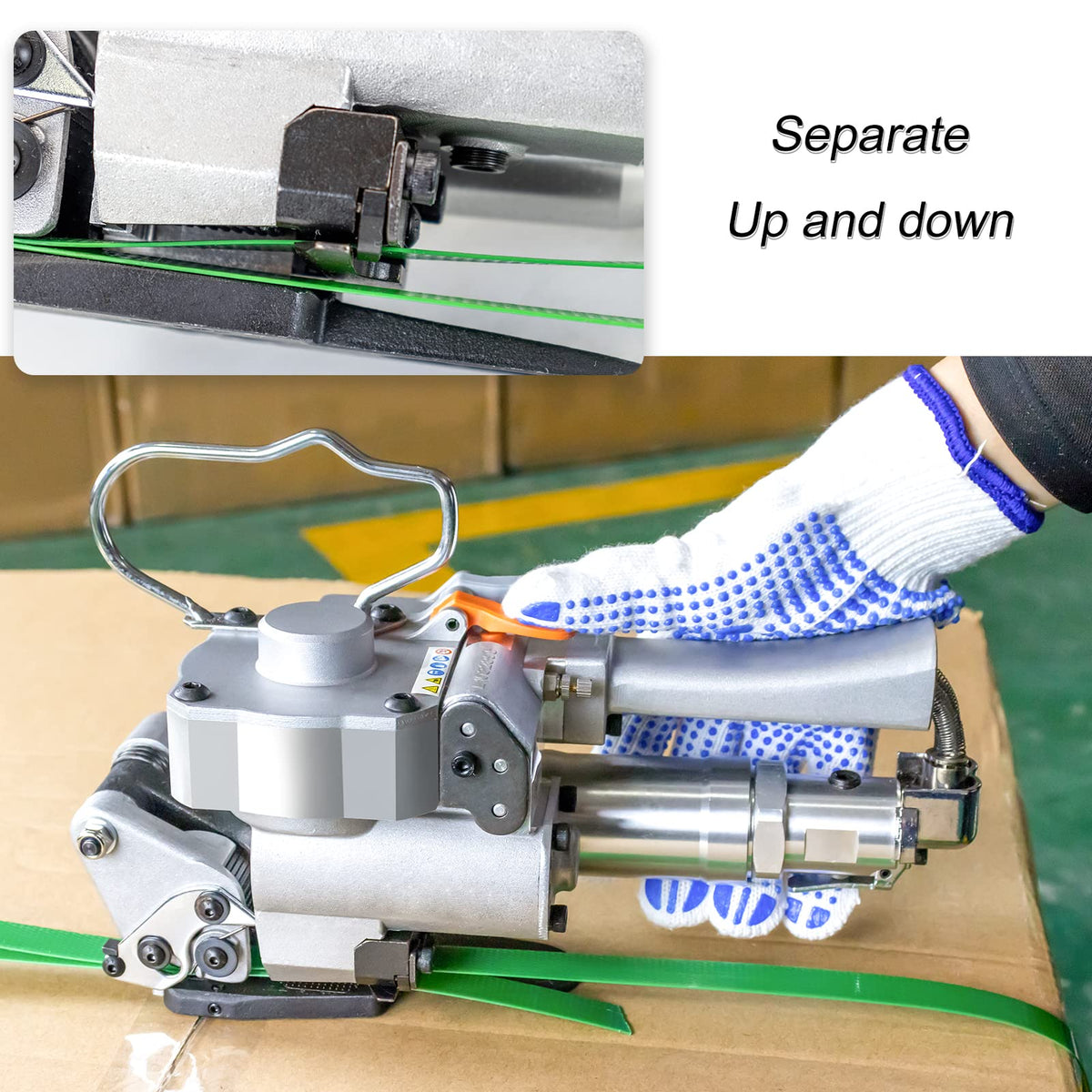 SDRTOP Pneumatic Strapping Tool A19, Banding Strapping Kit for 1/2 3/4inch Hand Held Automatic Packaging Machine Free Buckle PP & PET Banding Tools