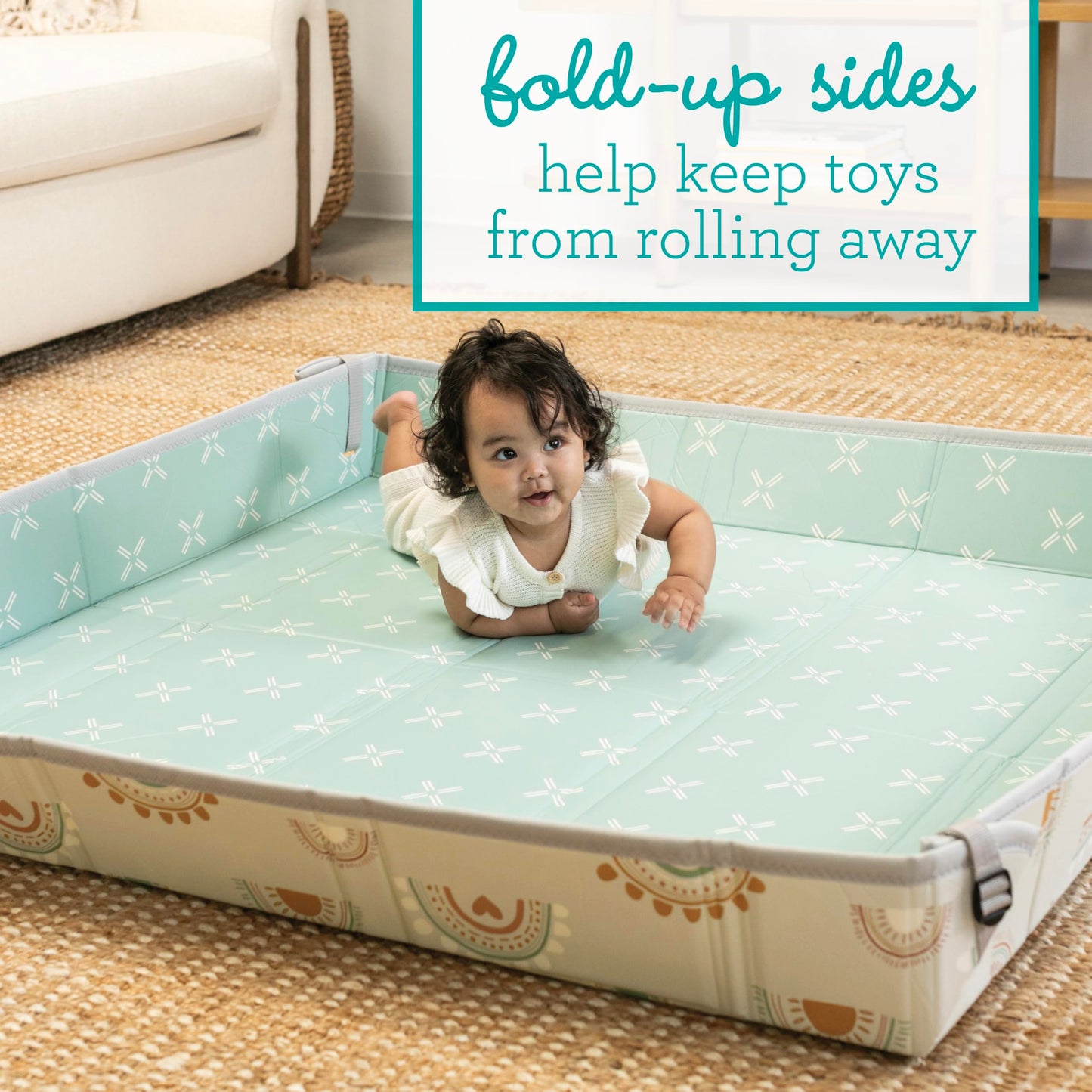 Infantino Foldable Soft Foam Play Mat, Baby Play Mat for Tummy Time & Floor Play, Lightweight, Easy to Store, Wipeable, Rainbows