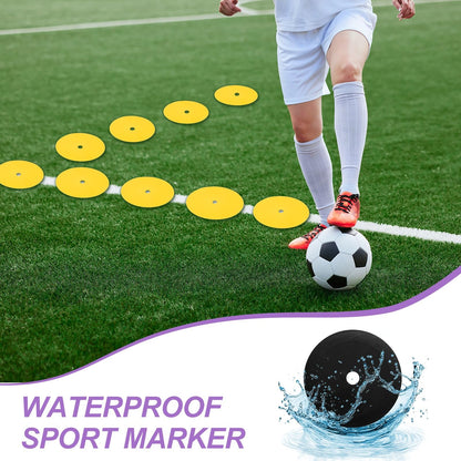 PATIKIL Spot Markers 6 Inch, 12 Pcs Non-Slip Floor Dots Agility Markers Flat Field Cones Poly Dot with Hole for Gym PE Speed Training Dance Soccer Basketball Sports, Black