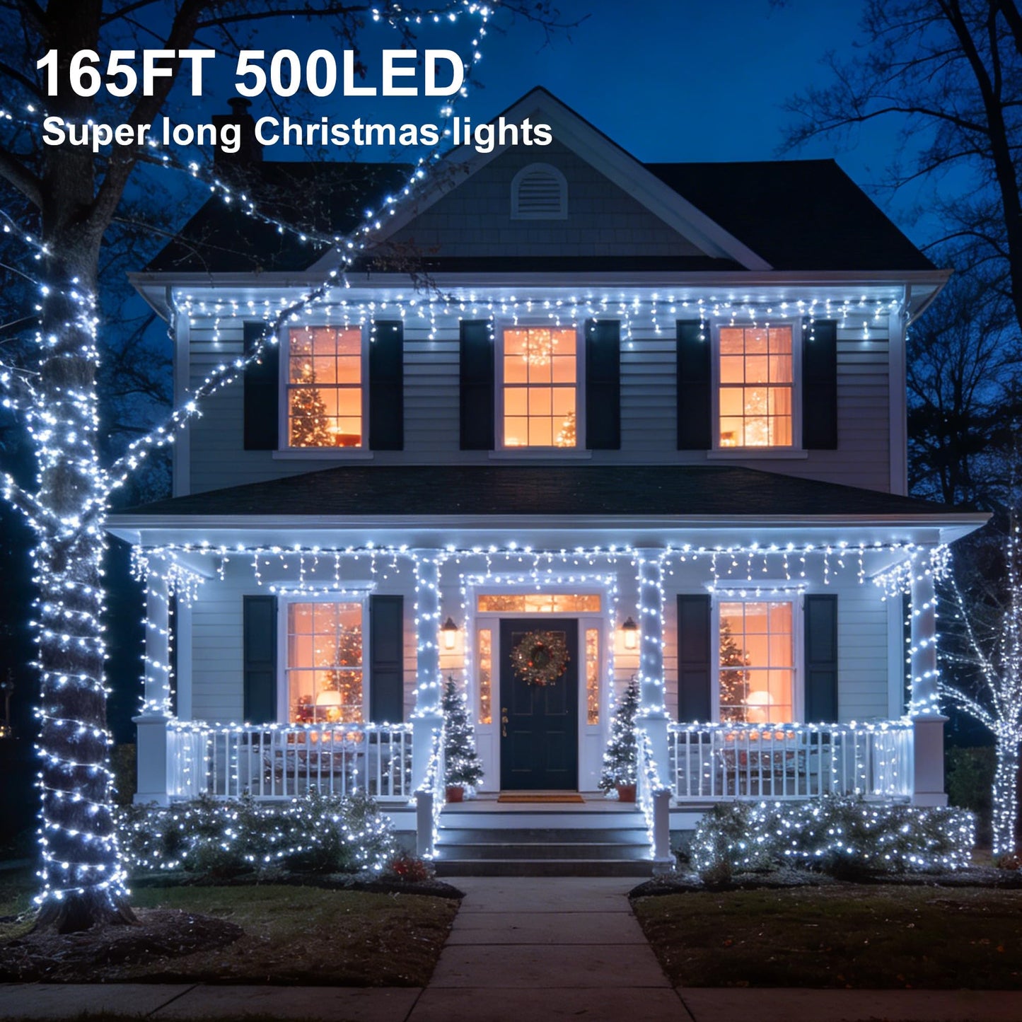 MYGOTO LED String Lights, 165FT 500LED 30V Plug in Waterproof String Lights with 8 Modes for Indoor and Outdoor Party Wedding Home Patio Lawn Garden Supplies (Cool White)