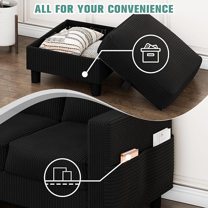 SUNLEI Convertible Sectional Couch Sofa