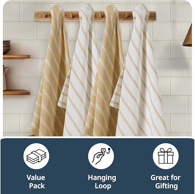 LANE LINEN Kitchen Towels Set of 4-18”x28” Absorbent Cotton Dish Towels