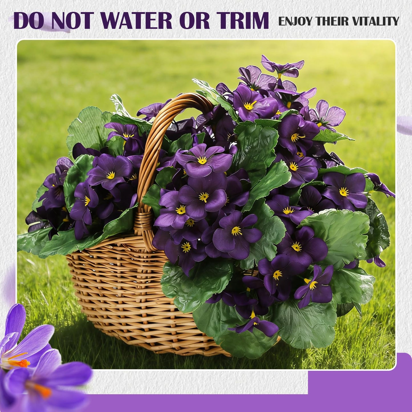 Maysing 10 Pcs African Violet Artificial Plant Purple African Violet Individual 9 Inches Artificial Flowers for Home Decoration Office Decor Gift
