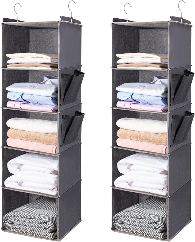 BOOMIBOO Hanging Closet Organize and Shelves，5-Hanging Shelf