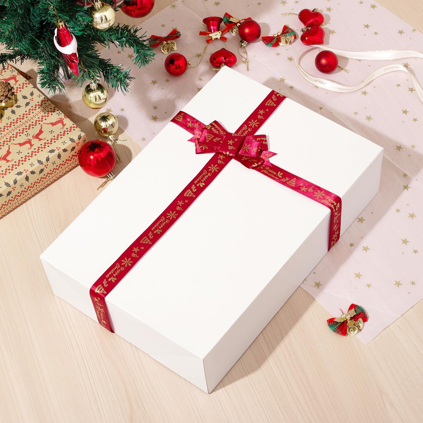 Mefleet 16 Pack Large Gift Boxes with Lids 17x11x4 Inches Extra Deep Shirt Clothes Robe Sweater Box for Christmas Presents, Holidays, Birthday Gift Wrapping White