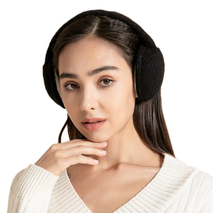 ZLYC Womens Winter Earmuffs Adjustable Knitted Ear Warmers(Black)