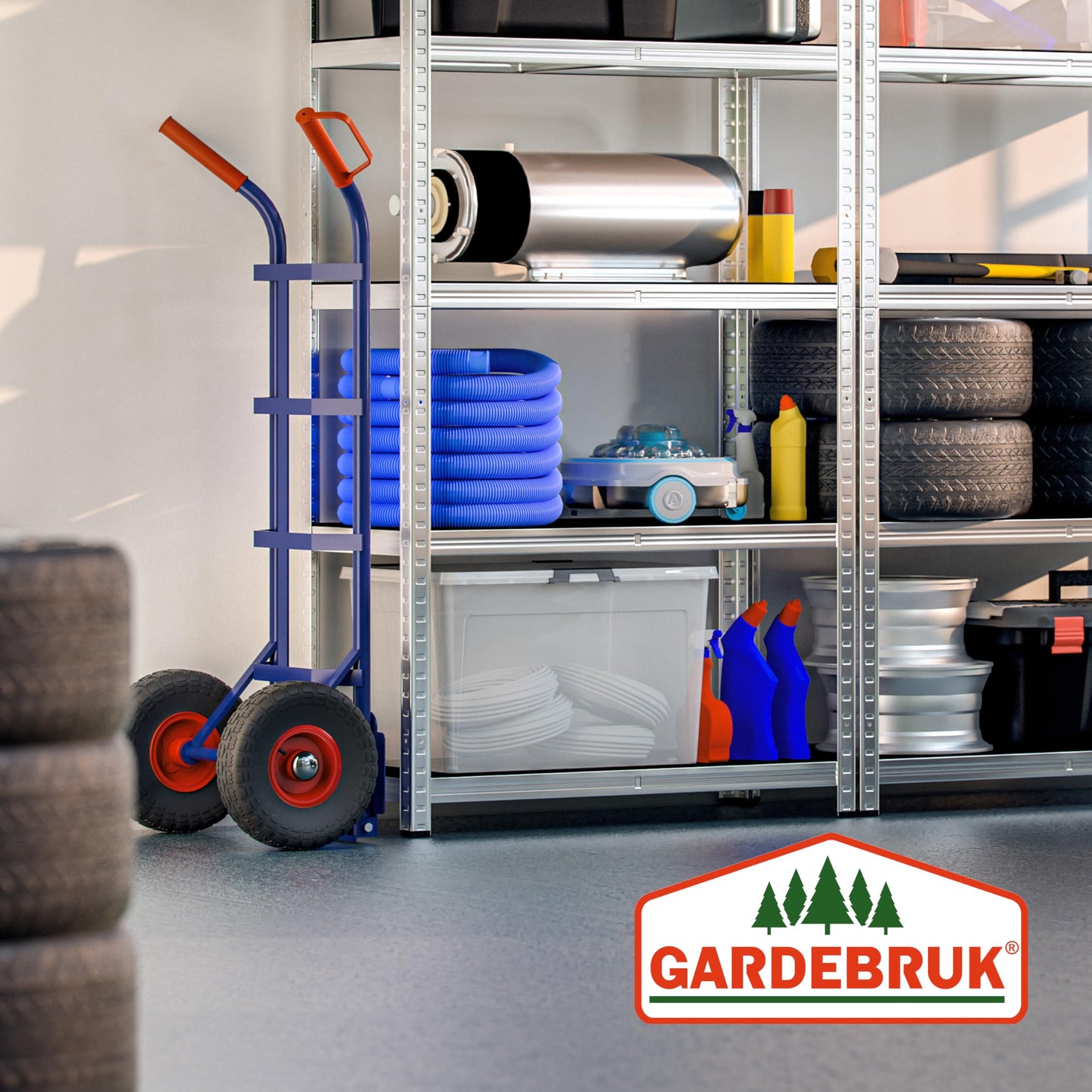 GARDEBRUK® Foldable Sack Barrow | Hand Truck Trolley | Heavy Duty Steel | Load up to 200 kg | Dolly Cart | Industrial Wheels | Stair Climber | Lightweight Multi Purpose Tool | Blue