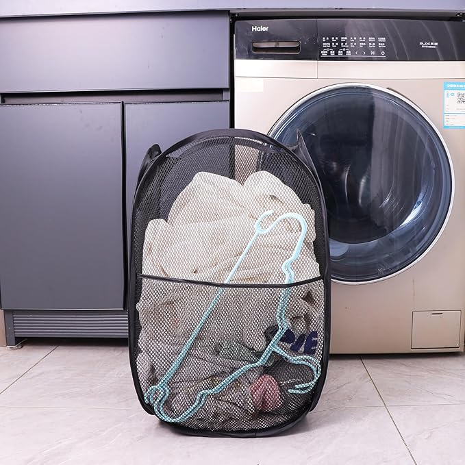 Foldable Mesh Popup Laundry Hamper, Laundry Basket Easy to Open and Fold
