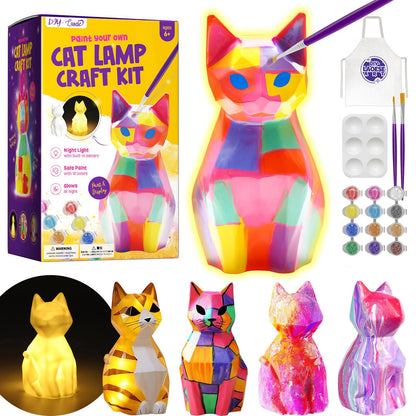 Paint Your Own Cat Lamp Kit, Cat Gifts for Girls, Painting kit for Kids 6 7 8 9, Arts and Crafts for Kids Ages 8-12, Art Supplies Toys Girls Boy Birthday Present