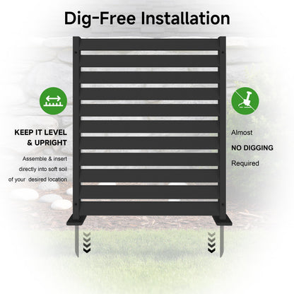 Air Conditioner Fence 2 Panels, 38" W x 48" H HDPE Privacy Fence Panel, Outdoor Privacy Fence Screen with Metal Stakes, No Dig Pool Equipment Enclosure & Trash Can Enclosure for Backyard Patio