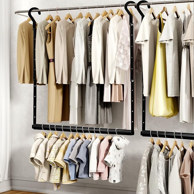 STORAGE MANIAC Adjustable Closet Rod Extender, Heavy Duty Space-Saving Clothes