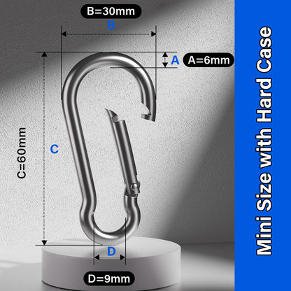 304 Stainless Steel Carabiner Clips, 【NO Rust】 1360lbs Heavy Duty Carabiners, 2.36 inch D-Ring Snap Hook Keychain Spring Clips for Gym, Pet leashes (8PCS 304 Stainless Steel Clips)