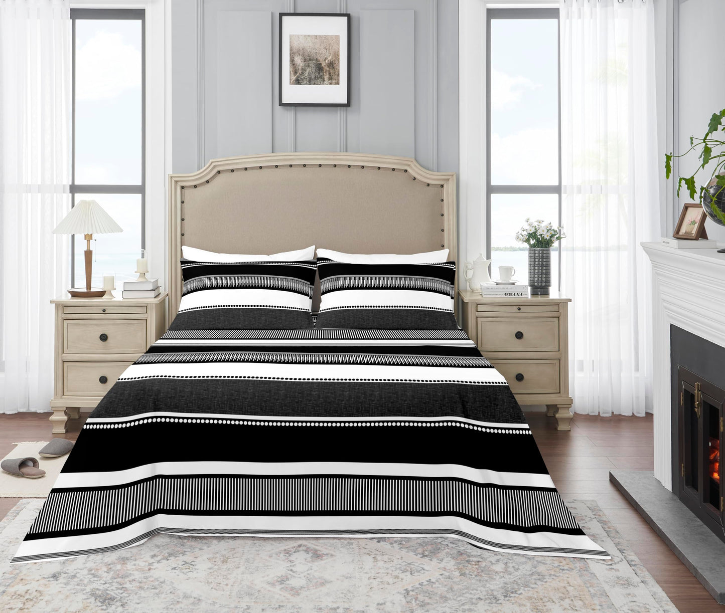 YIYEA King Size Sheets Set, Premium Double Brushed Microfiber Bed Sheet Set for All Season, Soft Breathable, 16" Deep Pocket, Shrinkage and Fade Resistant, 4PC, King