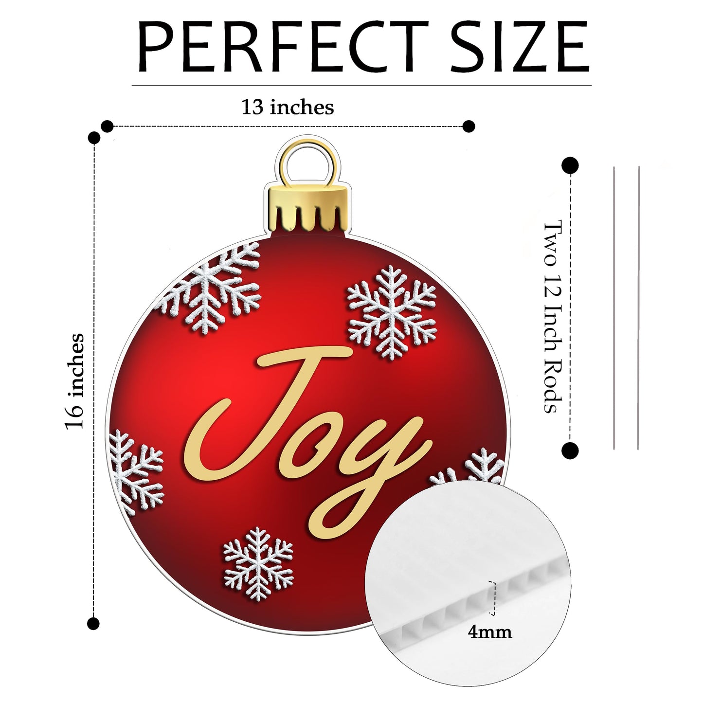 Christmas Ornament Joy Red Classic Yard Sign for Home Decor and Lawn Decoration With Stakes Merry Christmas Sign