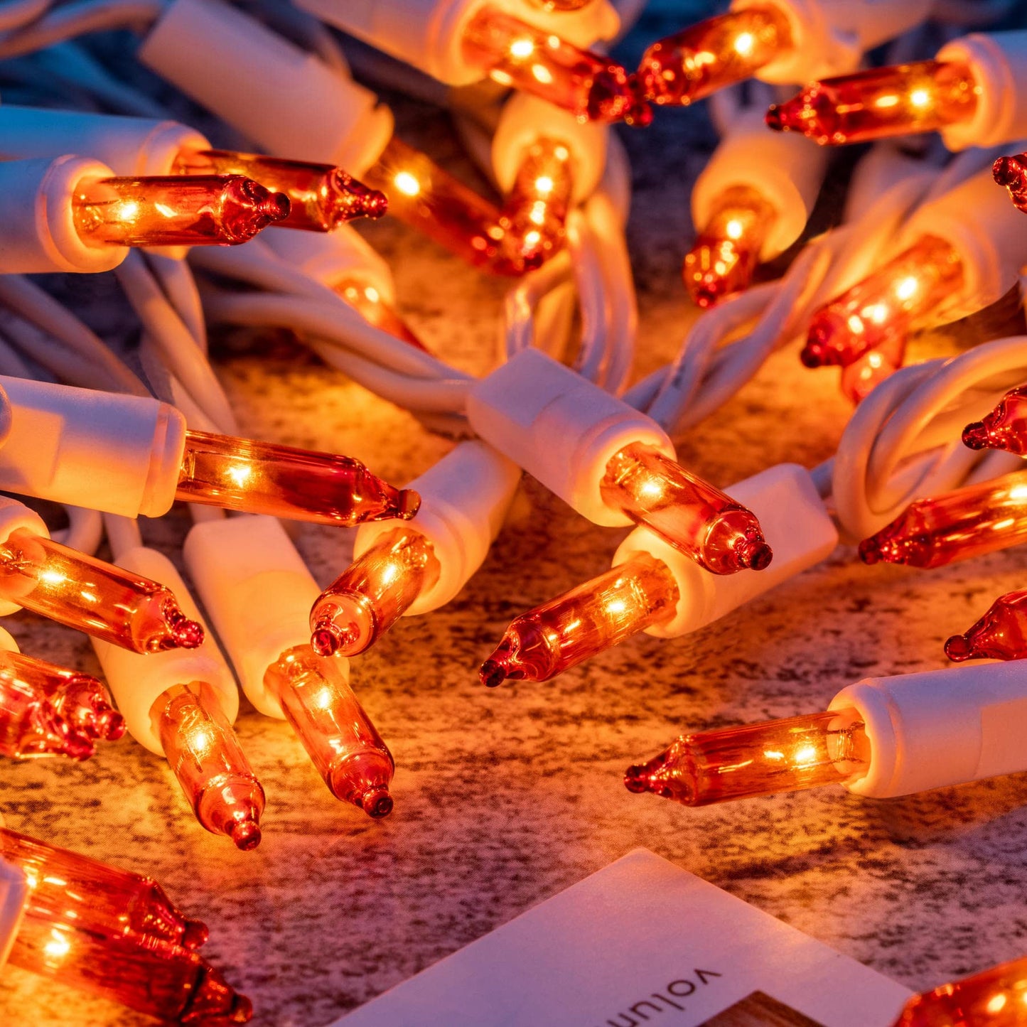 YULETIME 200 Orange Christmas String Lights, 2-Set 21 ft 100 ct White Wire