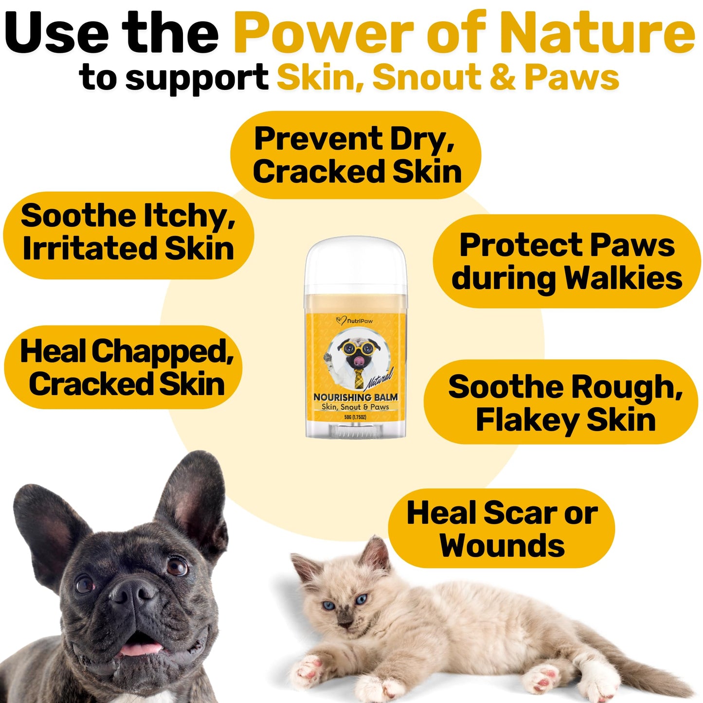 NutriPaw Nourishing Balm For Dogs & Cats - Moisturise & Soothe Dry, Cracked, Flakey Skin, Snout & Paws - Easy to apply - For all ages & breeds