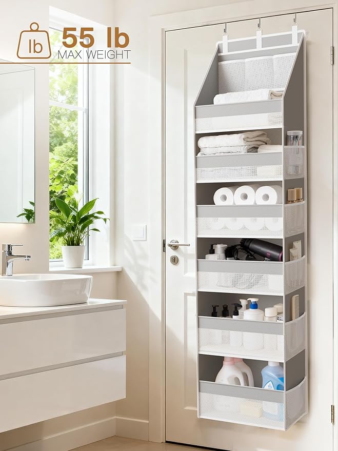 Criusia Over The Door Organizer, Heavy-Duty 6-Shelf Hanging Storage