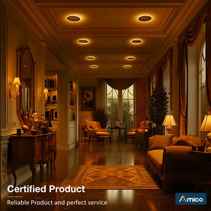 Amico 12 Pack 6 Inch 5CCT LED Recessed Ceiling Light with Night Light, 2700K/3000K/3500K/4000K/5000K Selectable Ultra-Thin Lighting, 12W=110W, 1100LM, Dimmable Canless Wafer Downlight ETL&FCC