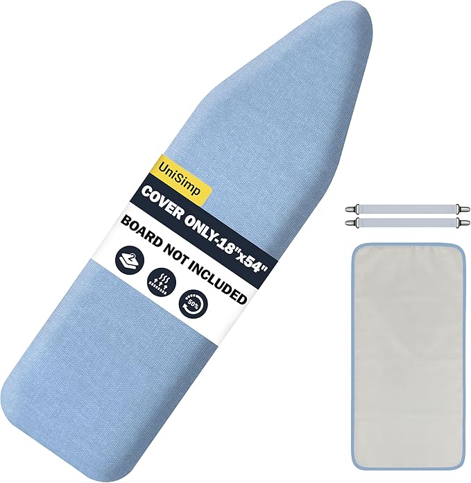 Ironing Board Cover and Pad 18"x54" Extra Thick Natural Cotton, Scorch and