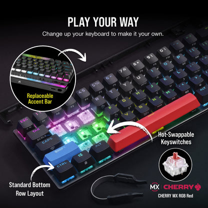 CORSAIR K70 PRO MINI WIRELESS RGB 60% Mechanical Gaming Keyboard – Swappable CHERRY MX RED Switches – PBT Double-Shot Keycaps – iCUE Compatible – PC, Mac, PS5, PS4, Xbox – QWERTY UK – Black