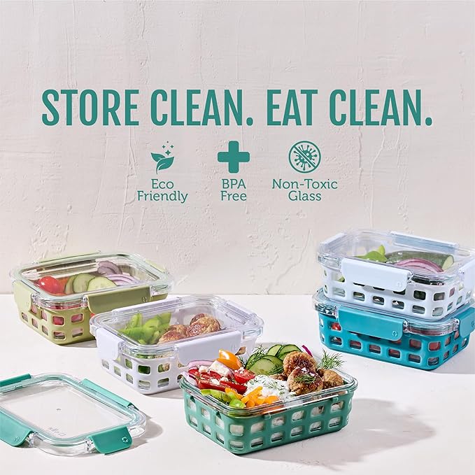 Ello Duraglass 3.4 Cup Meal Prep Sets 10Pc, 5 Pack Set- Glass Food Storage