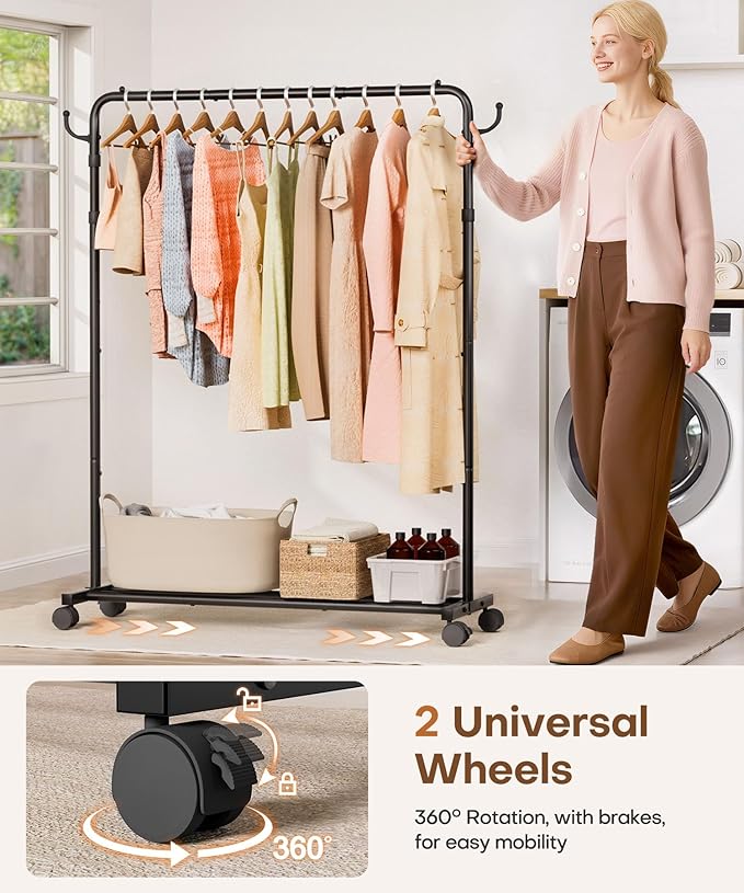 Homde Heavy Duty Clothes Rack: 120lb Standing Garment Storage