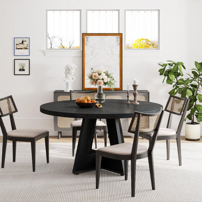 Tribesigns 47 inch Round Dining Table Wood Kitchen Table for Dining Room, 47" Dinner Room Tables for 4-6, Farmhouse Accent Furniture with Wooden Tabletop and Cross Base, Black