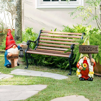 WONDHOME 22" Solar Large Gnome Garden Statue Big Gnome with Welcome Sign Outdoor Decor with LED Lantern Home Porch Yard Patio Lawn Ornament Christmas Housewarming Gardening Gift