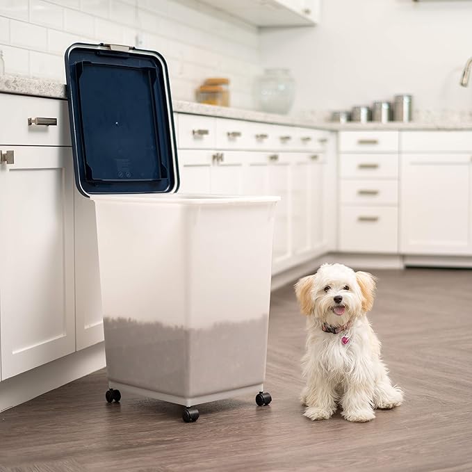 IRIS USA Dog Food Storage Container, Attachable Wheels,