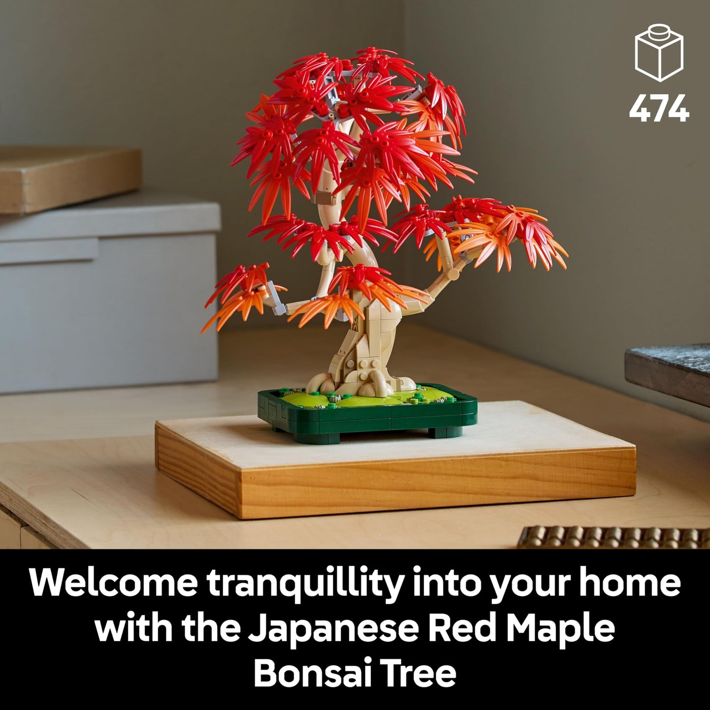 LEGO Botanicals Japanese Red Maple Bonsai Tree - Artificial Plant Building Set with Red & Orange Leaves, plus a Buildable Pot - DIY Home Decor Gift For Adults - 10348