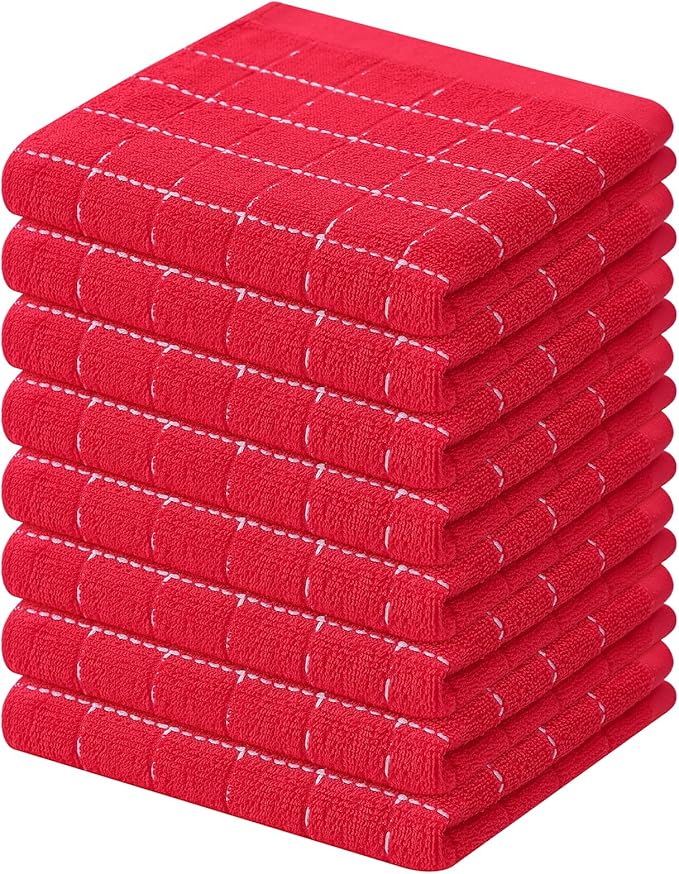 Mordimy 100% Cotton Terry Cloth Dish Cloths, Soft and Absorbent Checkered Dish