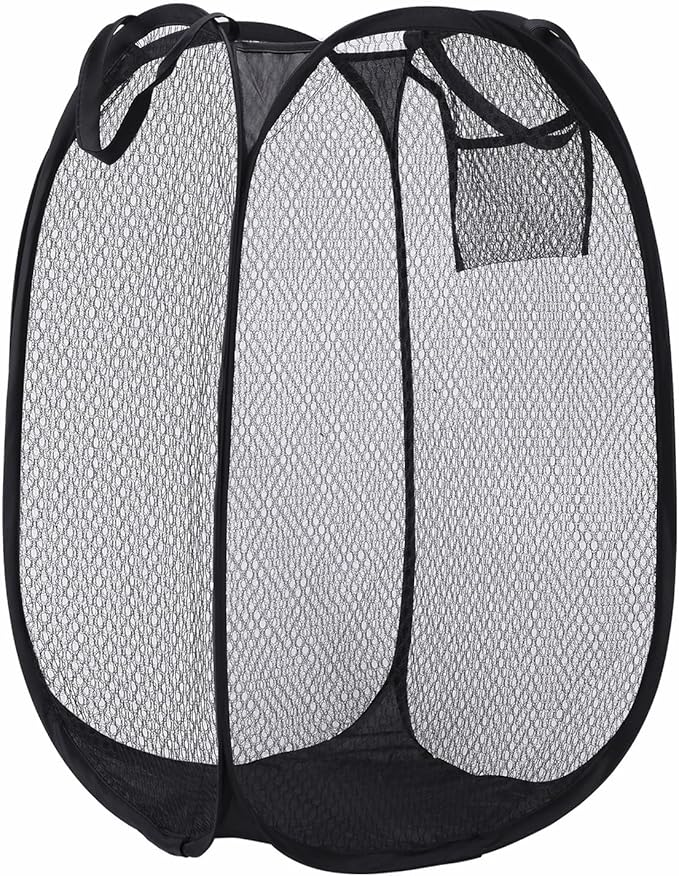 Collapsible Laundry Basket, Dirty Clothes Mesh Pop Up Hamper, Small Foldable