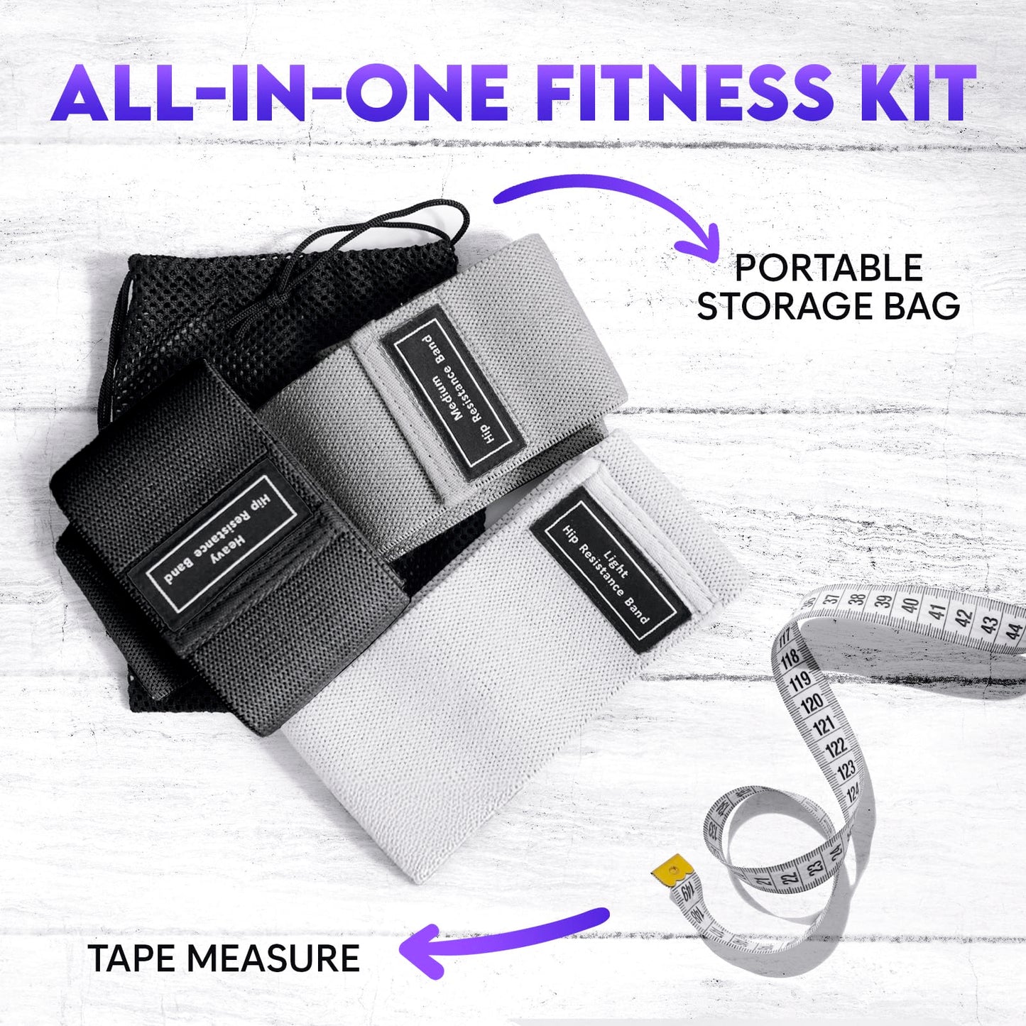 Wide Fabric Resistance Bands for Working Out | 3 Strength Level Non-Slip Exercise Booty Bands for Women & Men | Comes with a Bag and Tape Measure | for Gym, Yoga, Pilates