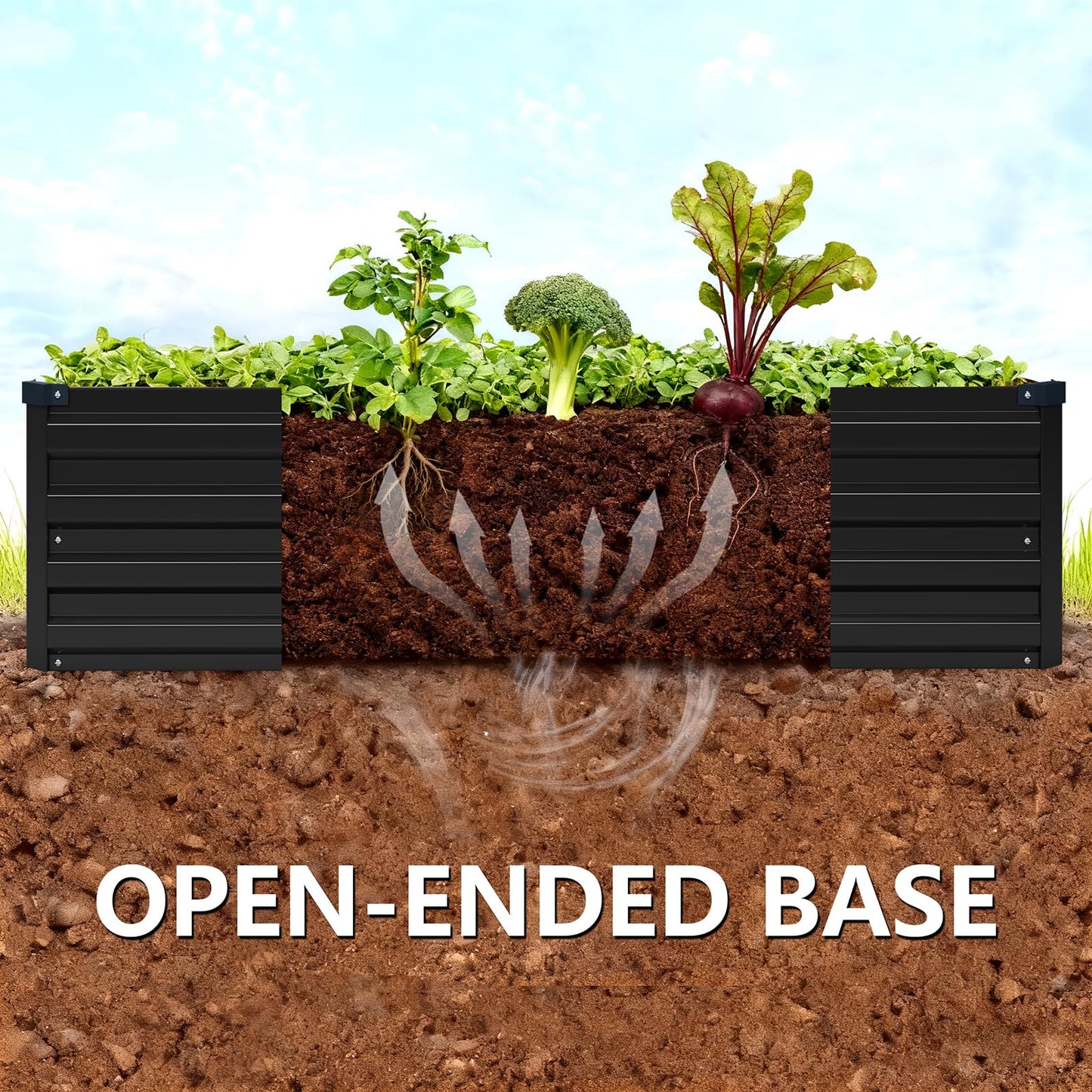 Vengarus 8x2x1FT (2 Pack) Galvanized Raised Garden Bed Kit, Outdoor Metal Planter Box for Vegetables, Rectangular Steel Container, Easy Assembly (Black)