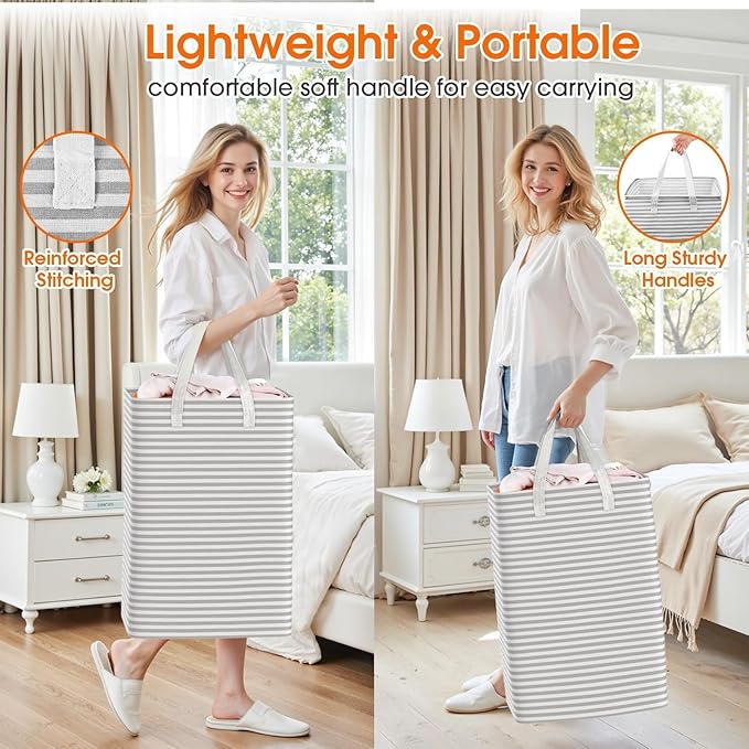 3 Pack Laundry Basket, Waterproof & Freestanding Large Laundry Hamper,
