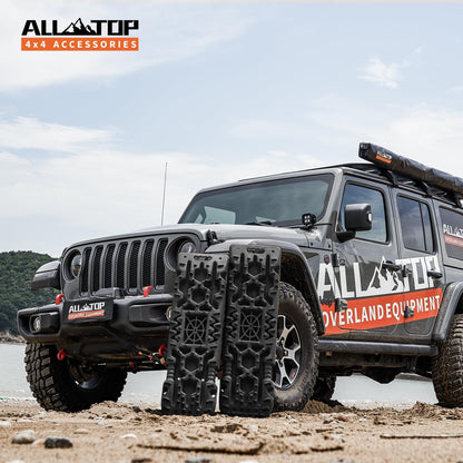 ALL-TOP Traction Boards with Build-in Jack Base, 2PCS Recovery Boards & Mounting Kit for Overlanding (4th Gen, Black)