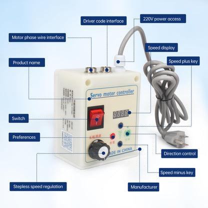 RATTMMOTOR 750W Permanent Magnet Brushless Servo Motor Max Speed 6500rpm/min with Servo Motor Controller for Woodworking Machine/Lathe/Drilling and Tapping Machine/Reducer/Belt Sander (220V)