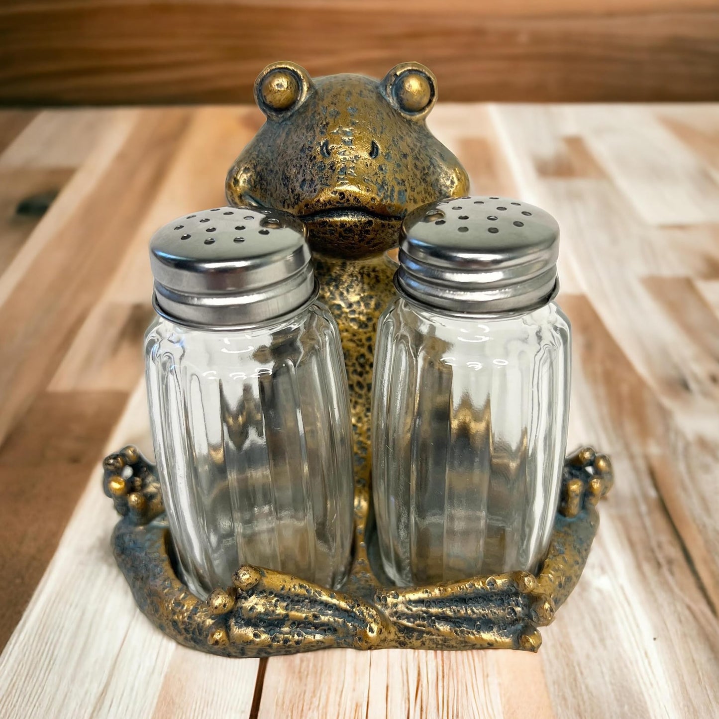 Yoga Frog Salt and Pepper Set with Glass Shakers – Whimsical Meditating Zen Master Lotus Pose Figurine – Dining Table Kitchen or Bar