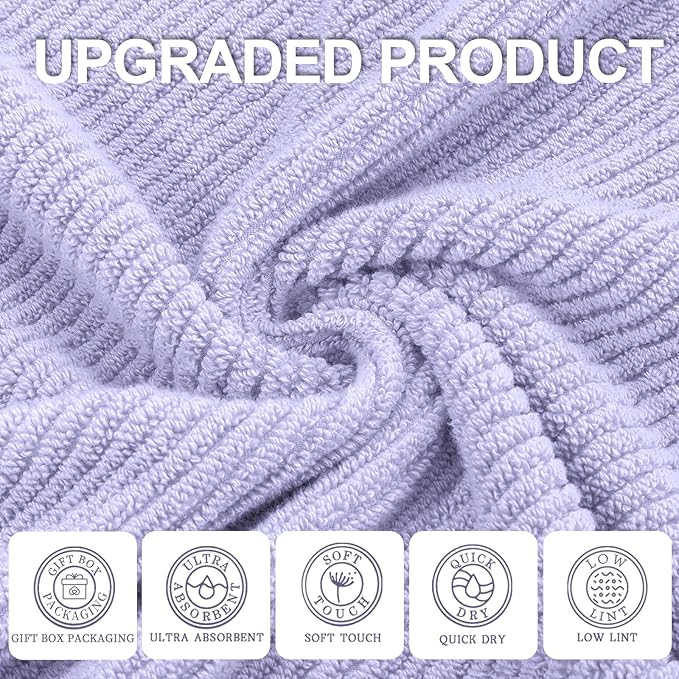 VOOVA & MOVAS Purple Bath Towels Set of 4, Large 30" x 56"