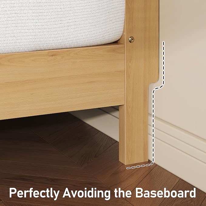 Lifezone Wood Queen Bed, Solid Wood Bed