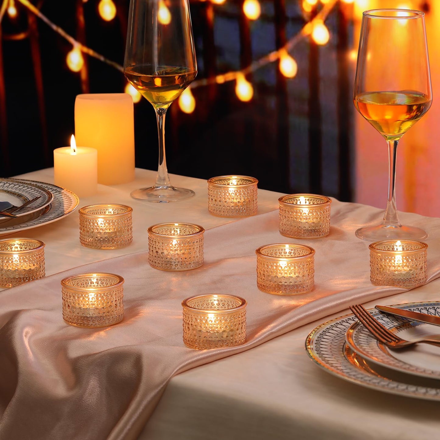 NITIME 30Pcs Gold Tealight Candle Holders, Votive Candle Holder for Wedding Decorations, Gold Glass Candle Holder forTable Centerpiece, Home and Party Decor